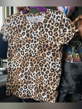 PINK Victoria's Secret Leopard Print Short Sleeve Tee - Brown/Black